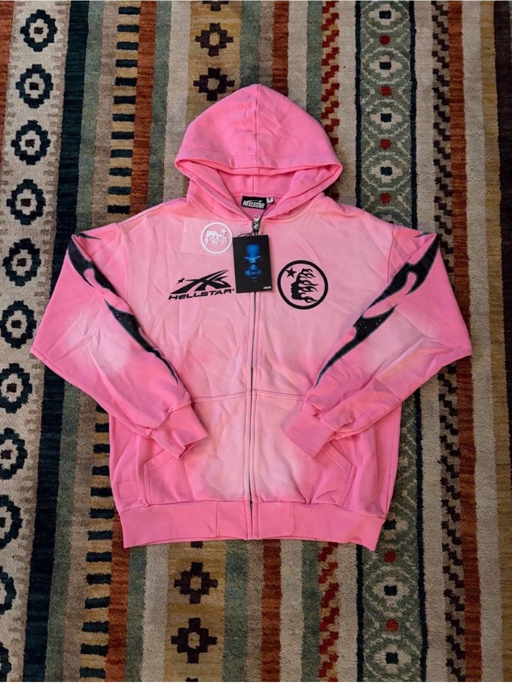 Hellstar Pink Graphic Zip-Up Hoodie Jacket ( no tags)